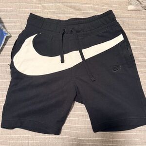 Nike Men's Black and White Fleece Shorts